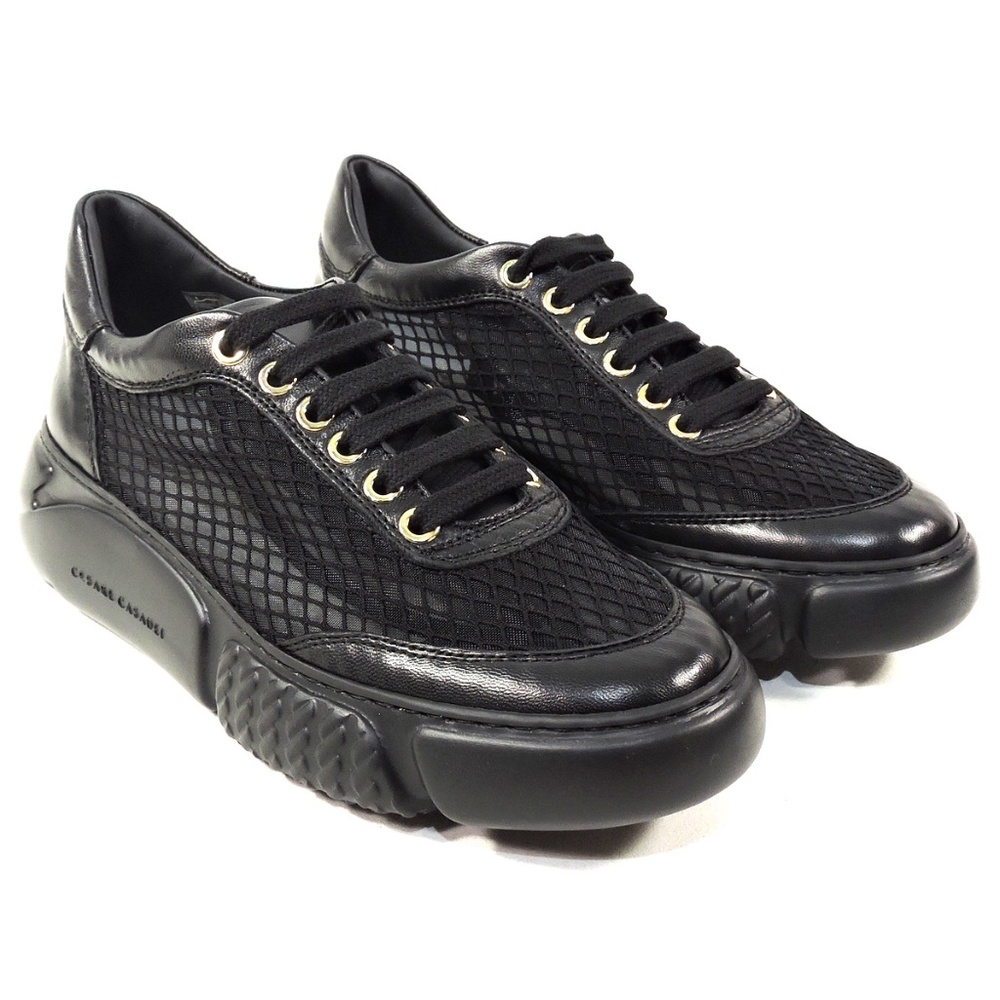 CASADEI 🇮🇹 WOMEN'S BLACK SOFT LEATHER COMFORT SUMMER FASHION SNEAKERS